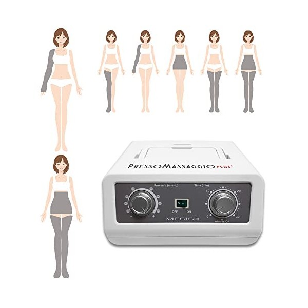 MESIS appareil de massage PressoMassaggio Plus+ avec 2 jambières, Kit Slim Body et 1 brassard 