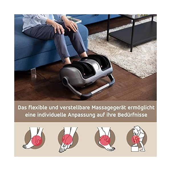 Munich Spring® Appareil de massage électrique pour les pieds : Shiatsu avec fonction chauffante, compression dair et télécom