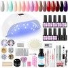 COSCELIA Kit complet de vernis à ongles en gel 20 pièces avec lampe LED 36 W, Base Gel Top Coat, Kit Nail Art Outils et Décor