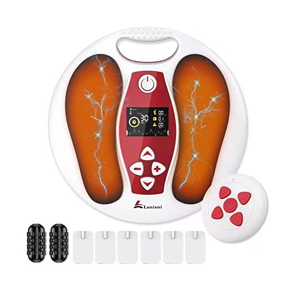 Lsnisni Massages pieds,Masseur Pieds EMS，Avec fonction de traitement thermique 52℃，25 modes de massage, 99 intensités réglabl