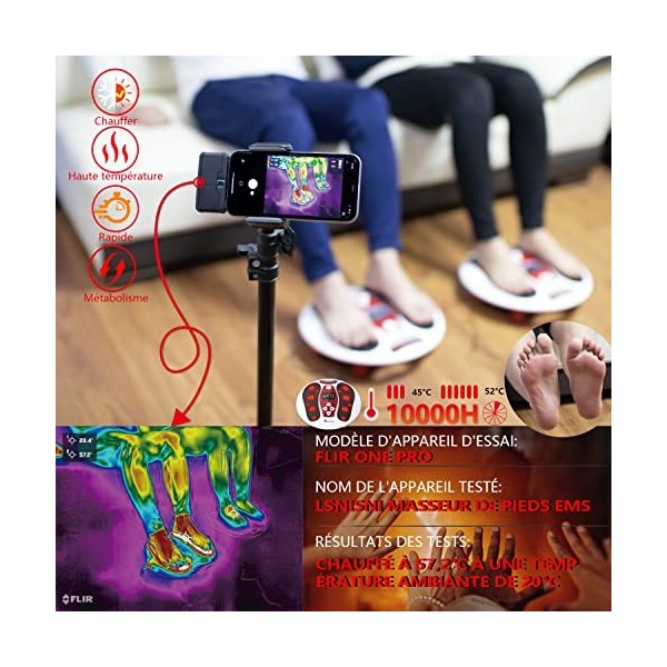 Lsnisni Massages pieds,Masseur Pieds EMS，Avec fonction de traitement thermique 52℃，25 modes de massage, 99 intensités réglabl