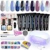 Skymore Ongle Gel Kit, avec 6W Lampe UV/LED, 8 Pcs Démarrage en Nail Extension Gel, Ongles Prolongateur Complet, Base Coat et