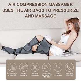 Appareil de massage des jambes & des pieds avec chaleur, intensité réglable & chaleur par compression dair jambe mollet cuis