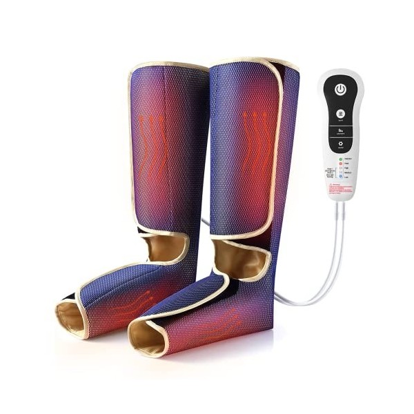 BOQUBOO Massage Jambes avec Chaleur et Compression dair pour la circulation et la Relaxation,Appareil de Massage séquentiel 