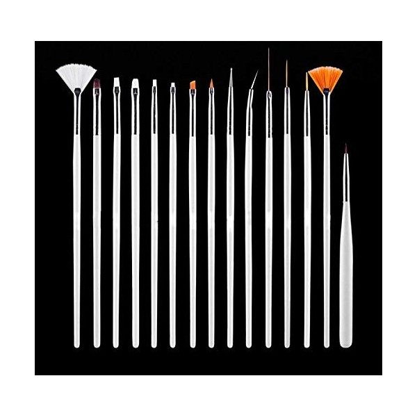 LABOTA 33 Pièces Nail Art Kit - 15 Peinture Brosse à Pinceaux, 5 Stylos Dotting, 10 Striping Tape, 2 Boîte Ongles Strass, 12