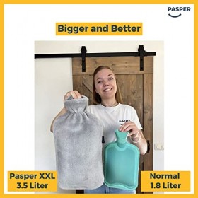 XXL Grande Bouillotte eau Chaude Peluche 3,5 l – Gris et peluche Douce – Pasper Bouillottes - Bouillote avec Housse XL pour b