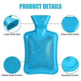 ACWOO Bouillotte sans Housse, 1L Bouillotte deau Chaude, Bouillotte en Caoutchouc Naturel Anti-fuite, Fournir Chaleur et de 