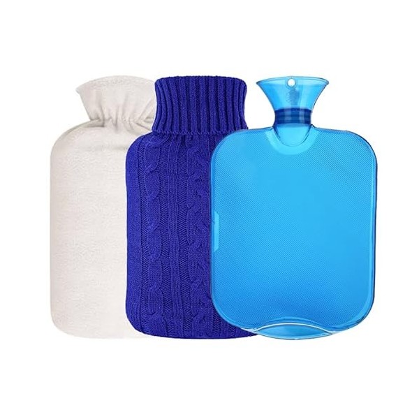 Bouillotte Eau Chaude, Bouillotte Peluche, 2L Bouteille Deau Chaude Avec Housse Tricotée de Confort Idéal Les Journées Hiver