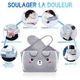 TAKRINK 3 en 1 Bouillotte Eau Chaude 1L Bouillotte avec Housse Peluche et Ceinture pour Garder au Chaud et Soulager les Doule