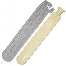 2L Bouillotte Chaude Extra Longue,72cm x 12cm Grande Bouillotte avec Housses de Protection en Tissu Super Doux, Caoutchouc pu