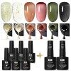 YTD Likomey Vernis Gel Semi Permanent Set,Translucide 6 Couleurs Avec Base et Top Coat Naturel French Vernis à Ongles Kit,Nu 