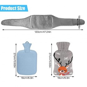 CJBIN Bouillotte Ceinture, Bouillotte eau Chaude avec Housse Douce, 3 en 1 les Bouillottes Sac à eau Chaude avec 2 Manches en