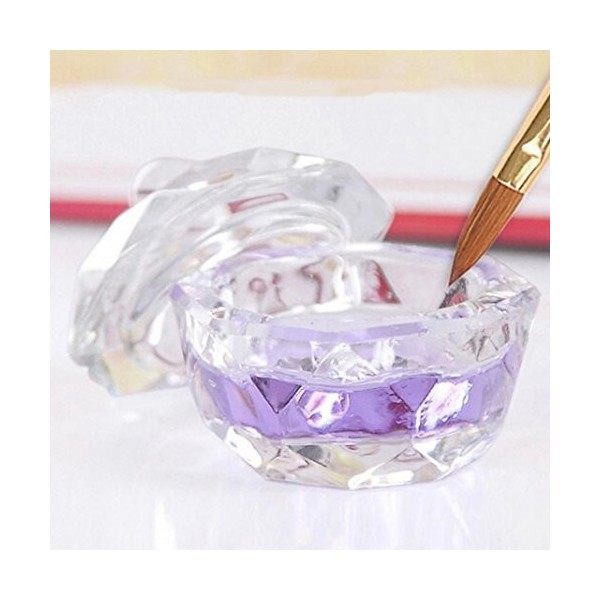 Récipient transparent pour nail art avec couvercle pour bijoux en verre et acrylique liquide, pour manucure et pédicure