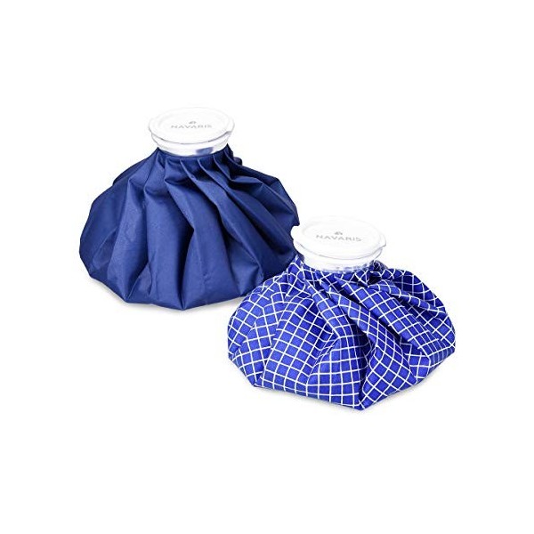 Navaris Set 2x poche de glace - Sac de chaleur et de froid réutilisable - Vessie de glace 2 tailles - bleu et blanc