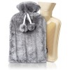 Mouji bouillotte Tuyau | extra peluche 2 litre, gris | bouillotte thermique adulte et enfant, bouillote, bouillotte eau chaud