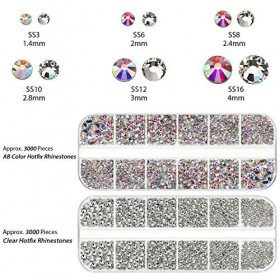 9000 Pièces Strass Nail Art Kit Diamant Ongle Nail Art AB 6 Tailles 12 Couleurs Avec Pince pour décorations dongle et visage