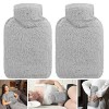 Lot de 2 Bouillotte deau Chaude avec Housse en Peluche Souple, zootop Poche à eau Chaude 1L pour Compresse Chaude et Froide 