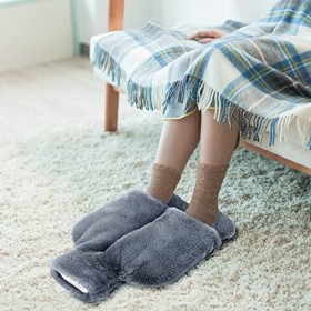 mizikuu Chauffe Pied, 2L Bouillotte Pieds non électrique, 2 en 1 Bouillottes Peluche, Chauffe-pieds Flanelle Supersoft pour F