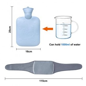 1L Bouillotte eau Chaude, 3 en 1 Bouillotte Peluche Fournir, Bouillotte avec Ceinture pour Soulager Douleur de Larthrite, Mau