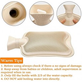 Bouteille deau chaude avec couverture, sac à eau chaude en caoutchouc classique de 2 l pour le soulagement du pin, les cramp