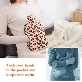 Bouillotte de 2 litres avec housse en flanelle pour soulager les crampes menstruelles ou les douleurs musculaires au dos