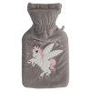 Bouillotte Premium Einhorn 1 litre avec housse en polaire souple de haute qualité brodée Einhorn, fermeture velcro et doublur