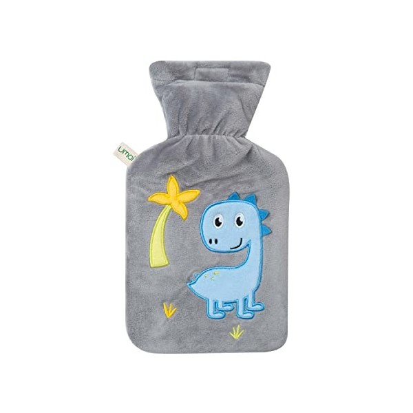 Bouillotte Premium Einhorn 1 litre avec housse en polaire souple de haute qualité brodée Einhorn, fermeture velcro et doublur