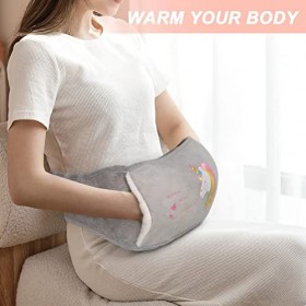 VOTUKU Bouillotte avec Housse Peluche et Ceinture, Bouillotte Eau Chaude pour Garder au Chaud et Soulager les Douleurs Abdomi