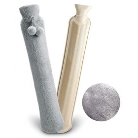 Longue Bouillotte avec housse douce 2L, BelonLink Premium Très Douce Polaire Bouillotte Amovible et Lavable- Chauffe-mains So