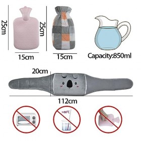 Bouillotte Eau Chaude, 3 en 1 Bouillotte avec Housse Peluche et Bouillotte Ceinture, 1L Bouillote pour Adulte et Enfant, Boui