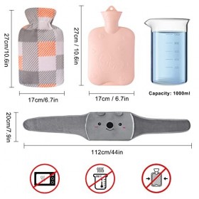 Bouillotte deau chaude en caoutchouc avec housse de taille douce, poche deau chaude pour le cou et les épaules, le dos, les