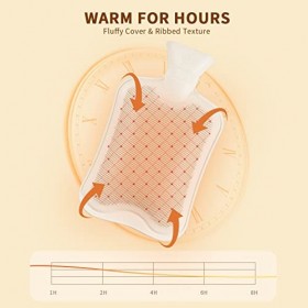 Easycosy Bouillotte Eau Chaude 2 Litres avec Caoutchouc De Première Qualité et Housse Peluche, Cadeau Chaleureux pour Femme F