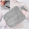 Bouillotte Peluche Eau 2L, Bouillotes Eau Chaude avec Chauffe Mains, Hot Water Bottle de Lit Grise Pour Femme, Homme, Enfant,