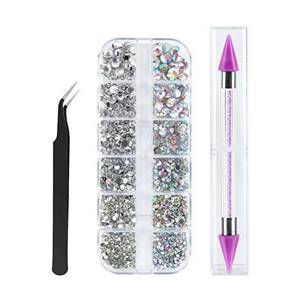 46pcs Kit de Nail Art Pinceau,Stylos à Ongles,Nail Art Pinceaux,Ruban Adhésif,Strass de Couleur pour Ongles,Kit dOutils à On