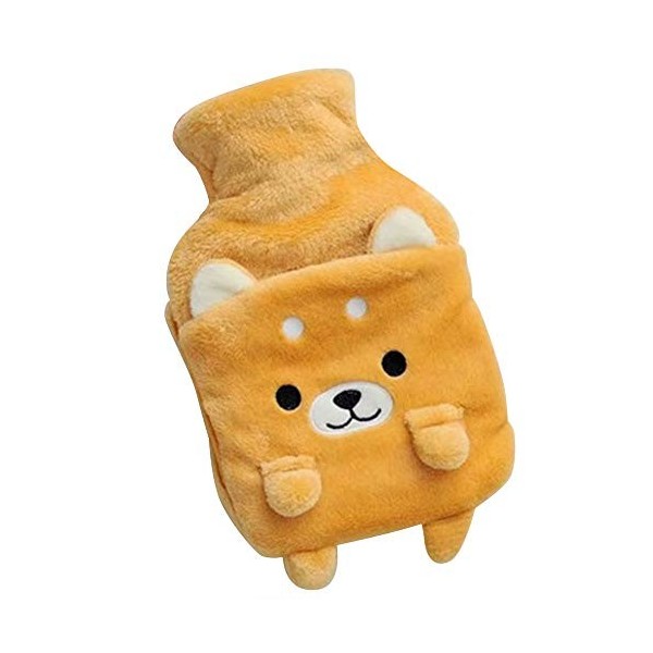 lulalula Bouillotte de 1 litre avec housse en peluche super douce Shiba Inu en caoutchouc naturel de qualité supérieure, pour