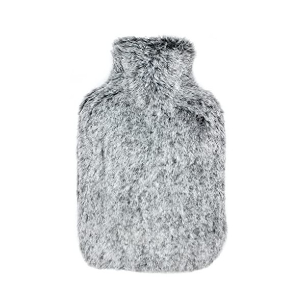 OWOZOI Bouillotte duveteuse, housse en fourrure douce avec poche pour les mains, grande capacité de 2 L, poche deau chaude p