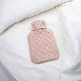 Night Owl Bouillotte avec housse tricotée rose pâle 32,5 cm Capacité 2 l