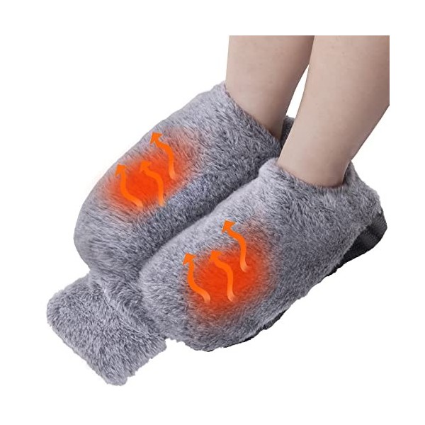 WARMTUYO Chauffe-pieds, Bouillotte de 2L avec Housse en Peluche Douce, Chauffe-mains Chauffe Pied pour Hommes et Femmes, Boui