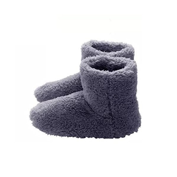 Chaussons chauffants électrique USB chauffage hiver chaud pantoufles chauffe-pieds pour une bonne nuit de sommeil gris chauff