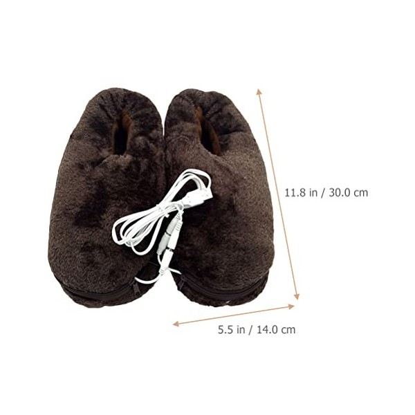 Healifty Chaussons chauffants électriques USB pour adulte Marron, Taille Unique