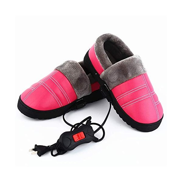 LONG-X Pantoufles Chauffe électriques Réchauffeur de Pied de Chaussures de Peluche chauffantes pour Anti dérapant de Pantoufl