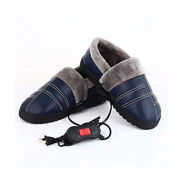 LONG-X Pantoufles Chauffe électriques Réchauffeur de Pied de Chaussures de Peluche chauffantes pour Anti dérapant de Pantoufl