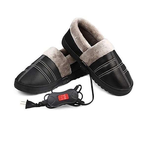 LONG-X Pantoufles Chauffe électriques Réchauffeur de Pied de Chaussures de Peluche chauffantes pour Anti dérapant de Pantoufl