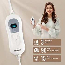 Todeco - Chauffe-pieds, Chauffage Électrique des Pieds avec 3 Niveaux de Température, Chaleur Rapide, Arrêt Automatique, Doub