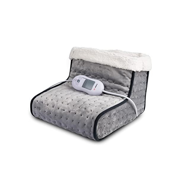 Alpina Chauffe-Pieds Électrique avec Housse Intérieure Amovible, 3 Niveaux de Chaleur, Gris Foncé