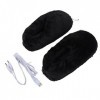 Chaussons Chauffants USB pour Hommes et Femmes Lavables en Plein Air en Peluche Douce Chauffe-Pieds électriques pour Temps Fr