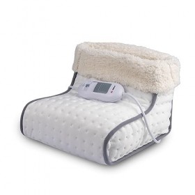 Alpina Chauffe-Pied électrique 3 Niveaux de Chaleur - Housse intérieure Lavable - 100 W - Blanc/Gris - 30 x 30 x 23 cm