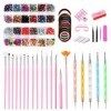 43PCS Nail Art Kit,Professional 3D Nail Art Supplies with Glitter Nail Rhinestones,Nail Art Brushes,Nail Dotting Pen,Nail