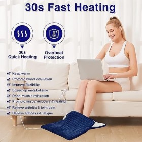 JOBYNA 2 en 1 Chauffe-pieds et Coussin Chauffant électrique, Coussin de Thermothérapie Extra Large avec Ceinture pour Soulage