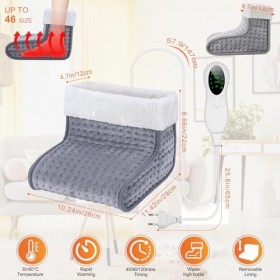 Biutee Chauffe-pieds électrique avec doublure intérieure lavable, chauffage rapide de 30 à 60 ° et 10 niveaux de température 